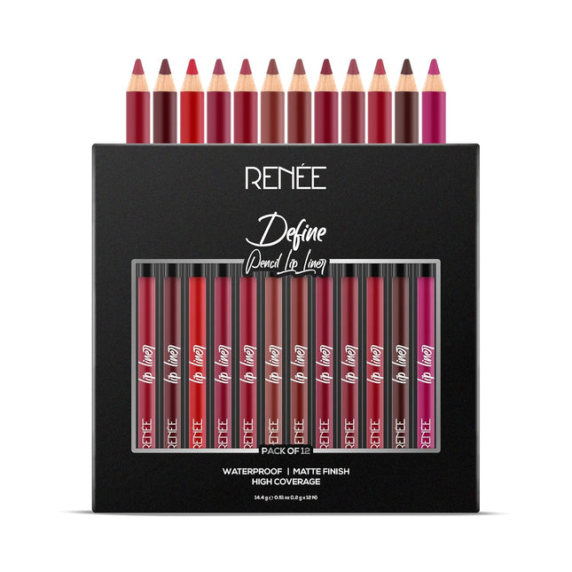 RENEE Define Matte Lip Liner, Long Lasting Lip Liner, Long Lasting & Smudge Proof, Full Coverage, Intensely Pigmented, Easy Glide Formula, Vitamin E & Castor Oil Infused.