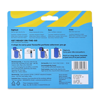 Fastrack Discovery Perfume for Men | Best for travel & for gift | 8 ml x 4 Premium Scents- Ease, Night Out,Crave & Rush | Fresh & Woody | 32 ml