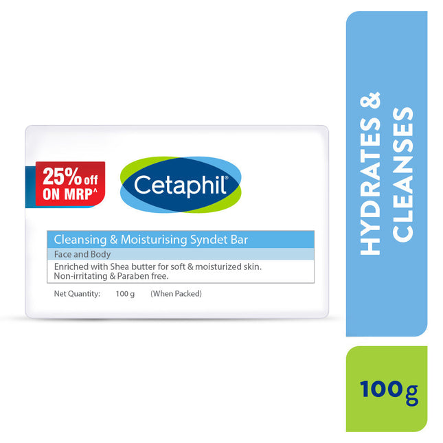 Cetaphil Cleansing and Moisturising Syndet Bar 100g back of pack