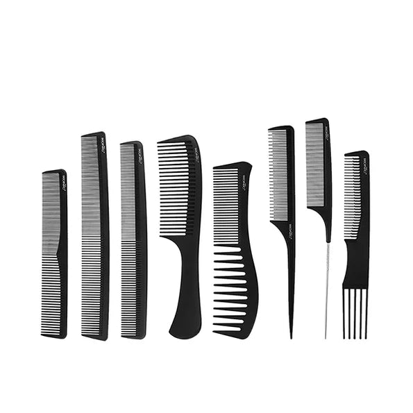 Ikonic Professional Pro Comb Set showcasing 8 pieces of premium-grade combs, a must-have professional comb set for hairstylists.