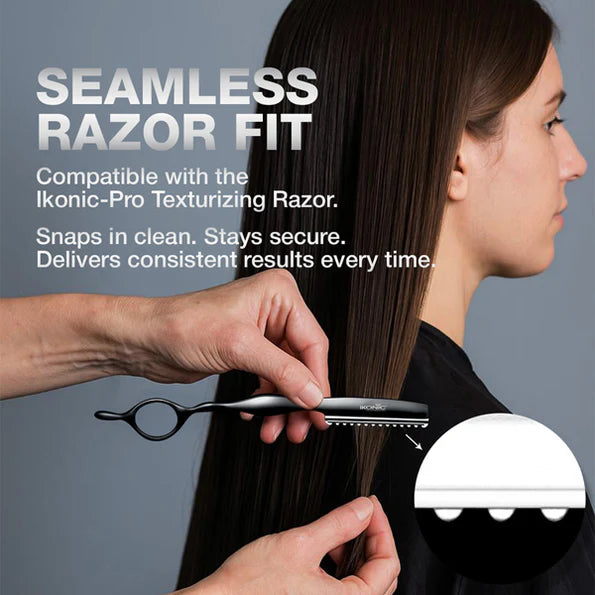 Pack of Ikonic Professional Pro Texturizing Razor Blades - Sharp professional razor blades designed for consistent texturizing.