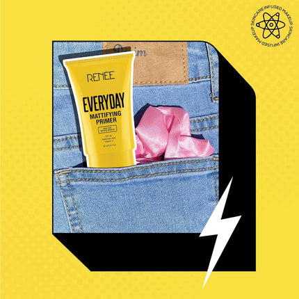 Before and after use of RENEE Everyday Primer, illustrating its power as a primer for fine lines and imperfections.