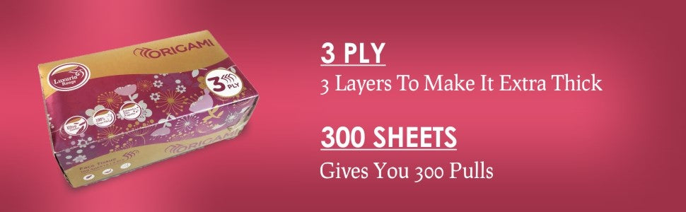 Origami Luxuria 3 Ply Facial Tissue Paper - Soft Absorbent