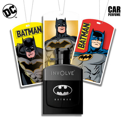 Official DC Comics merchandise car perfume spray - 50ml featuring The Joker's distinctive scent, serving as an iconic DC Comics car air freshener.