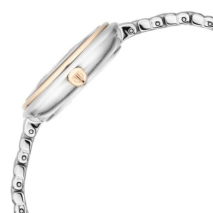 a close up of a watch on a white background