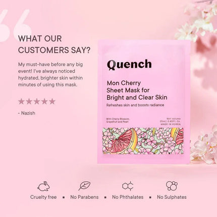 Application of the Brightening & Skin Clarifying Sheet Mask with Cherry Blossom Radiance - 25 ML, showcasing the essence of cherry blossom sheet mask for skin rejuvenation.