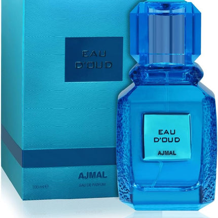 Ajmal Eau d’Oud Eau de Parfum 100ml elegantly boxed, showcasing the premium fragrance experience suitable for all occasions. A refined selection in MEN'S PERFUME and WOMEN PERFUME, embodying luxury.