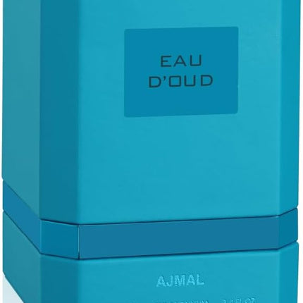 Stunning packaging of Ajmal Eau d’Oud Eau de Parfum 100ml featuring luxurious design, showcasing this premium fragrance suitable for both MEN'S PERFUME and WOMEN PERFUME enthusiasts.