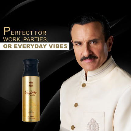 Close-up of Khofooq Deodorants 200 ML for Unisex, emphasizing its unique floral musk scent in a long lasting deodorant.