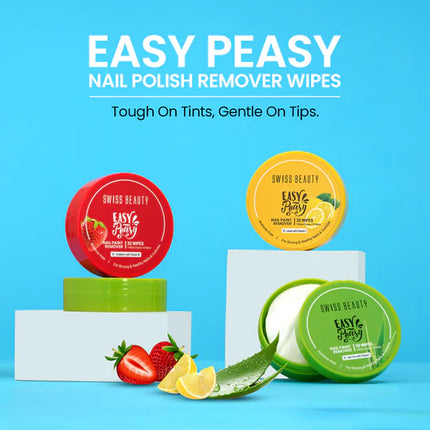 Swiss Beauty Easy-Peasy Nail Polish Remover Wipes - Gentle and quick nail polish remover wipes suitable for all types of nail polish.