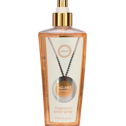 Elegant packaging of Armaf Tag Her Mist 250ML, embodying a warm inviting scent ideal for everyday allure.