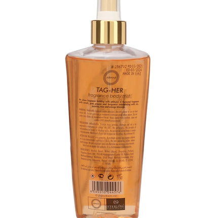 Close-up of Armaf Tag Her Mist 250ML showcasing its floral and gourmand elements, creating a warm inviting scent.