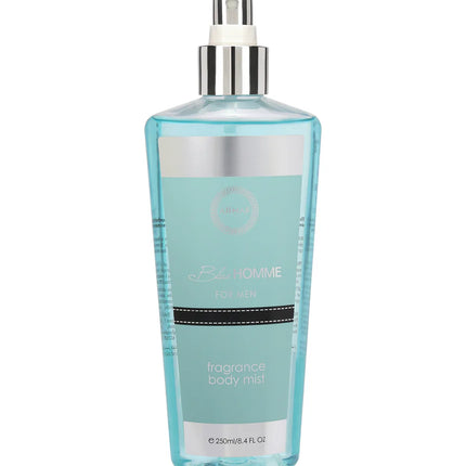 Armaf Blue Homme Mist 250ML elegantly displayed, representing a sophisticated modern gentleman fragrance with warm cedarwood and amber.