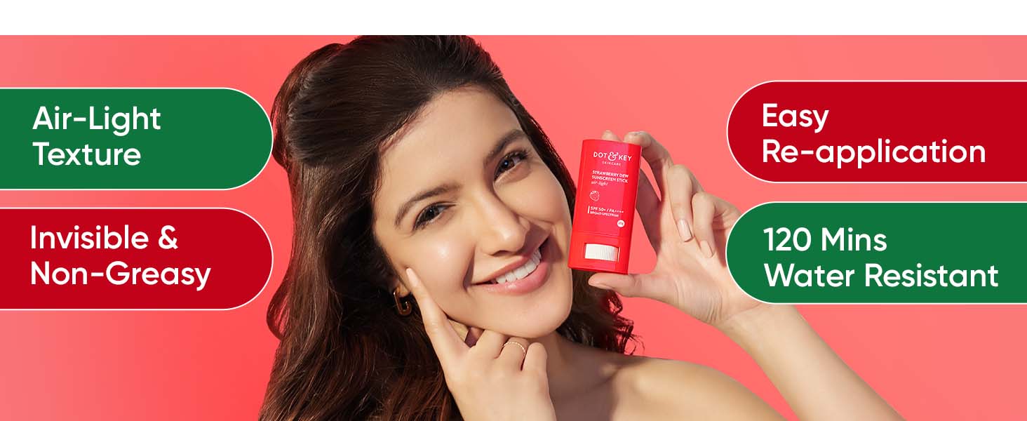 Dot & Key Strawberry Dew Sunscreen Stick For Travel SPF 50