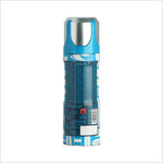 Back view of Acqua Birra Sport Extreme deodorant spray, showcasing detailed product information including ingredients and instructions, with a consistent vibrant blue design and surfboard patterns.