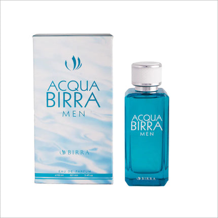 Acqua Birra Men Eau de Parfum bottle with its packaging shown, featuring a stylish design and branding that conveys elegance.