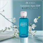 Acqua Birra Men Eau de Parfum in a serene setting with floral decorations, promoting its luxurious essence and lasting scent.