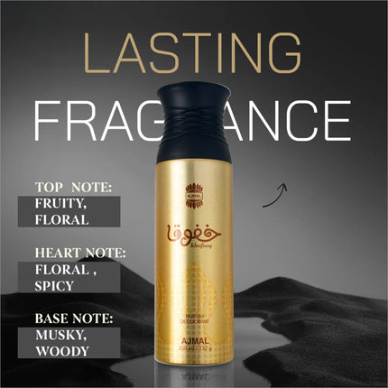 Lifestyle image of Khofooq Deodorants 200 ML for Unisex being applied, showcasing its qualities as a long lasting deodorant.