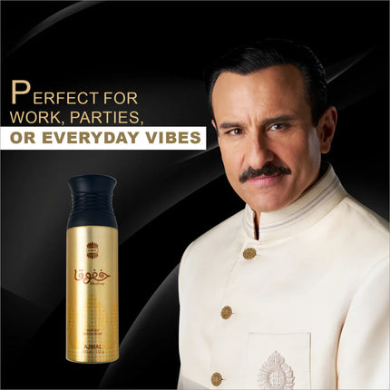 Close-up of Khofooq Deodorants 200 ML for Unisex, emphasizing its unique floral musk scent in a long lasting deodorant.