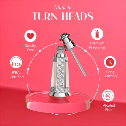 Musk Khas Non-Alcoholic Attar 3 ML for Unisex displayed with an elegant background, featuring its unique musk fragrance oil.