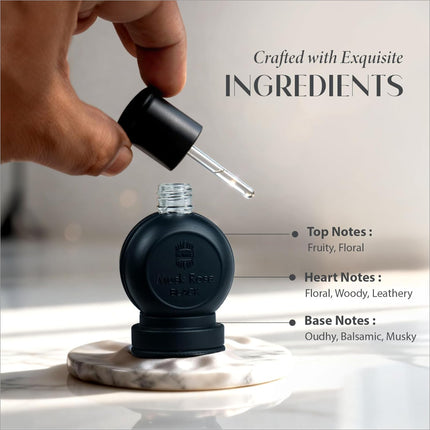 Ajmal Musk Rose Black Unisex Attar - Captivating Fruity and Floral Top Notes with a Long Lasting Musky Base, Premium Unisex Attar Perfume.