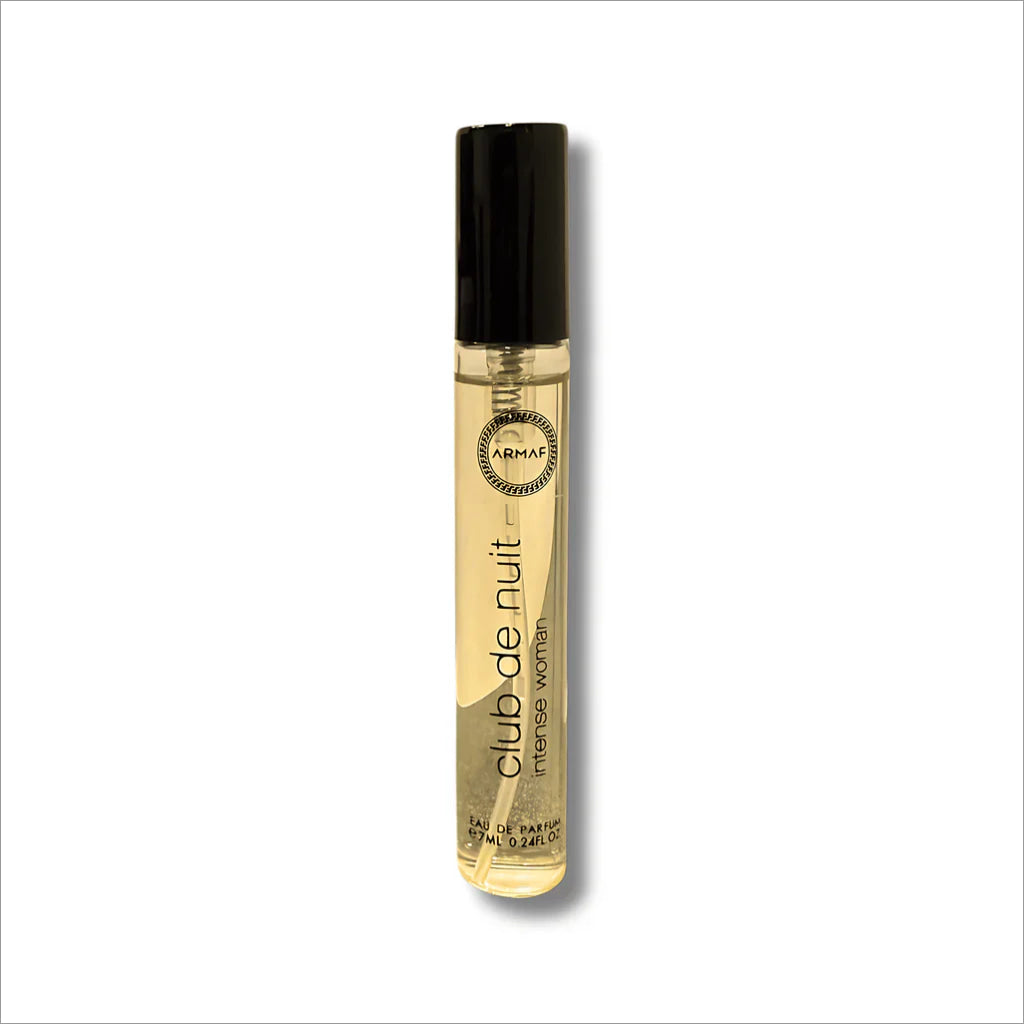 Armaf Club De Nuit Intense Women Eau De Parfum 7ML showcasing a modern women's scent, a luxurious blend of floral, spicy, and woody notes.