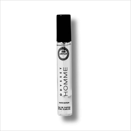 Armaf Odyssey Homme White Edition EDP trial pack 7ml featuring an oriental woody scent ideal as a long-lasting men's fragrance.
