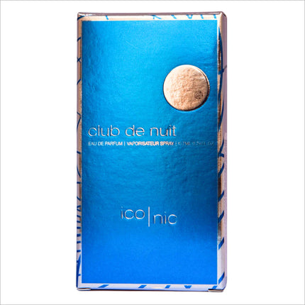 Packaging of Armaf Club De Nuit Iconic Eau De Parfum 7ml trial pack fragrance designed for lasting impressions.