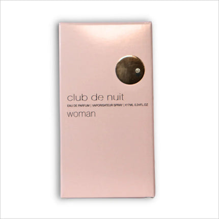 Armaf Club De Nuit Women Eau De Parfum 7ML - Floral Fruity Long-Lasting fragrance for Women - Close-up of fragrance notes including bergamot and jasmine.