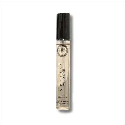 Armaf Odyssey Wild One Eau De Parfum 7ML - Woody Spicy Fragrance for Men - Trial Pack display highlighting the fresh ingredients like bergamot and mint.