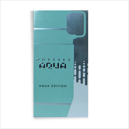 Armaf Odyssey Aqua Eau De Parfum (EDP) 7ML packaging highlighting the woody aromatic fragrance for men - perfect for sampling.