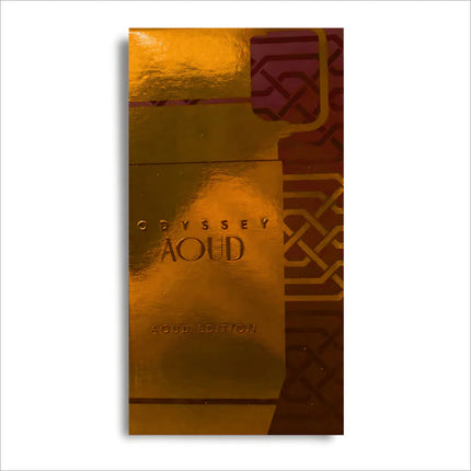 Close-up of Armaf Odyssey Aoud Eau De Parfum 7ML, highlighting the woody spicy fragrance notes like saffron and oud.