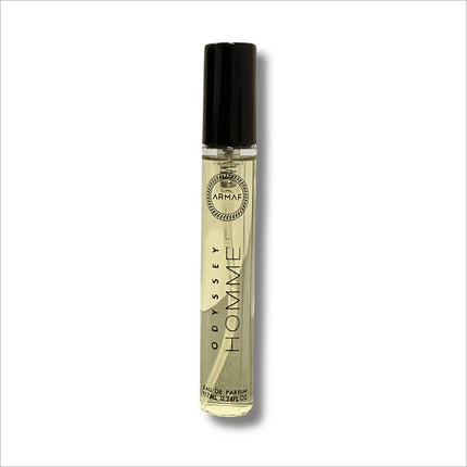 Close-up of Armaf Odyssey Homme Eau De Parfum bottle showcasing its elegant design - Oriental fragrance for men.