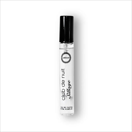 Close-up of Armaf Club De Nuit Sillage EDP 7ML packaging - High-quality Armaf fragrance trial pack for everyone