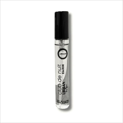 Close-up of Armaf Club de Nuit Urban Man Elixir 7ML, a woody oriental fragrance for men with refined notes of bergamot and jasmine.
