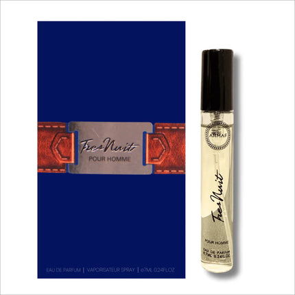 Armaf Tres Nuit Pour Homme Eau De Parfum (EDP) 7ML showcasing a citrus floral scent with notes of lemon, lavender, and sandalwood, perfect for a fresh and rejuvenated vibe.