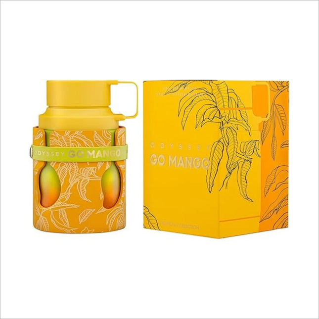 Armaf Odyssey Go Mango Eau De Parfum EDP 100ml bottle showcasing tropical fragrance for men and women.