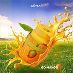 Close-up of Armaf Odyssey Go Mango Eau De Parfum EDP 100ml, highlighting its essence as a tropical fragrance for men.