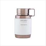 Armaf Odyssey White Edition 2.0 Edp, a premium woody aromatic scent showcasing vibrant notes of Yuzu and Pink Pepper.