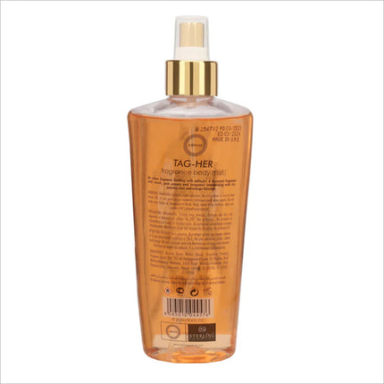 Close-up of Armaf Tag Her Mist 250ML showcasing its floral and gourmand elements, creating a warm inviting scent.