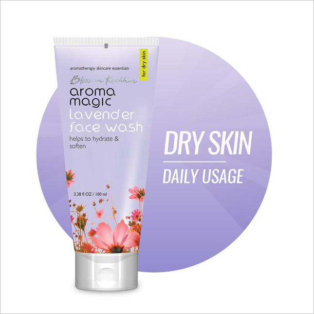 Aroma Magic Lavender Face Wash – Hydrating & Nourishing Cleanser for Dry & Sensitive Skin, enriched with Rose Oil & Orange Extract. Ideal lavender face wash for gentle cleansing.
