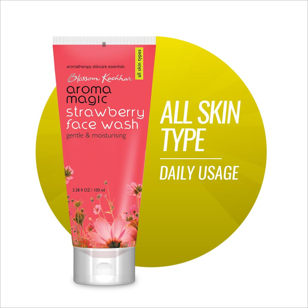 Aroma Magic Moisturizing Strawberry Face Wash - 100 ml with Aloe Vera Extract & Ylang Ylang Essential Oil for all skin types