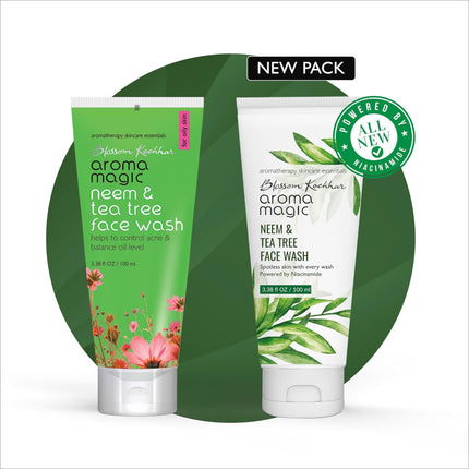 Aroma Magic Neem & Tea Tree Face Wash with 5% Niacinamide - Antibacterial face wash formulated with neem and tea tree oil for acne-prone skin.