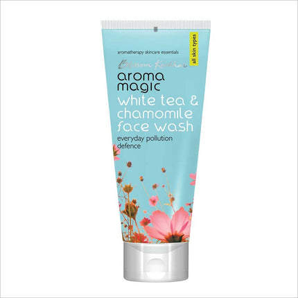 Aroma Magic Pollution Defence Face Wash ingredients highlighted, including Chamomile and Soya Milk - a soothing natural face wash.