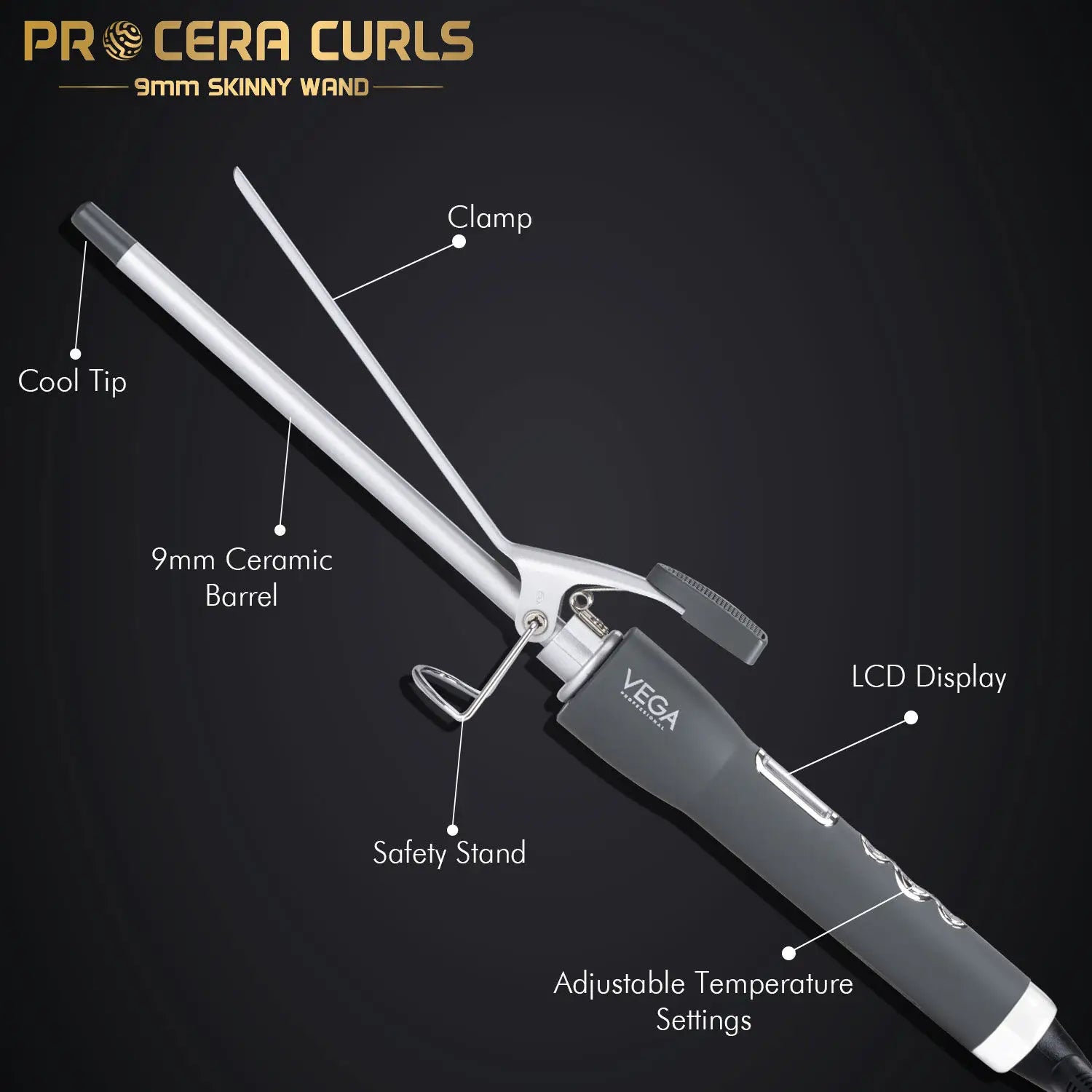 VEGA Professional Pro CeraCurls 9mm Barrel Skinny Hair