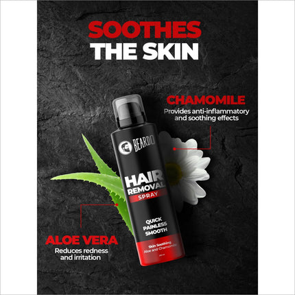 Painless hair removal for men with Beardo Hair Removal Spray: quick application and effective hair removal results.