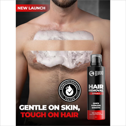 Satisfaction guaranteed with Beardo Hair Removal Spray for men, offering efficient and painless hair removal solution.