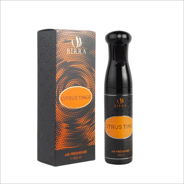 Citrus Tinge 300ml room freshener spray in a stylish bottle, perfect for uplifting home ambiance.
