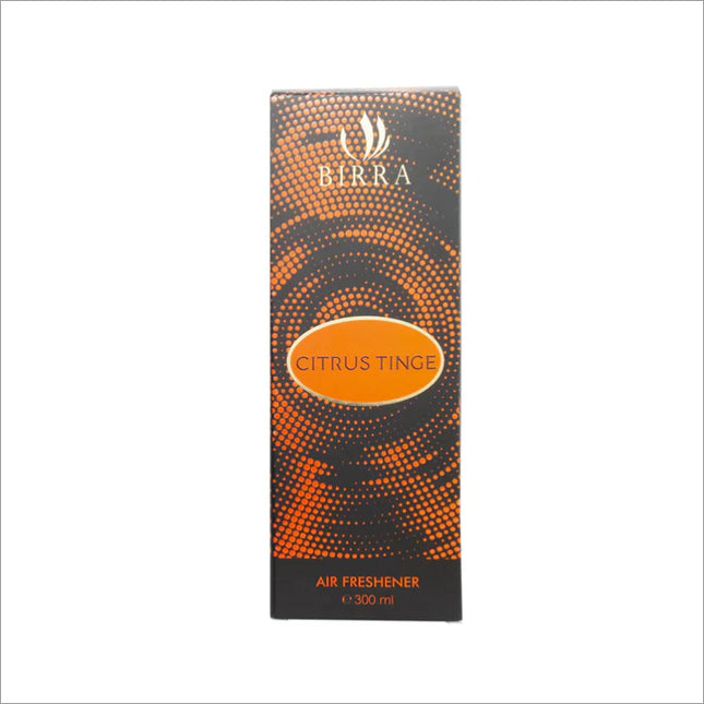 Close-up of Citrus Tinge 300ml room freshener spray showcasing the zesty fragrance that freshens any space.