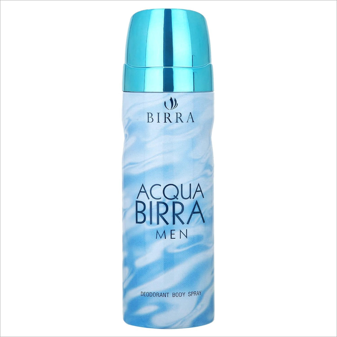 a blue bottle of deodorant spray on a white background